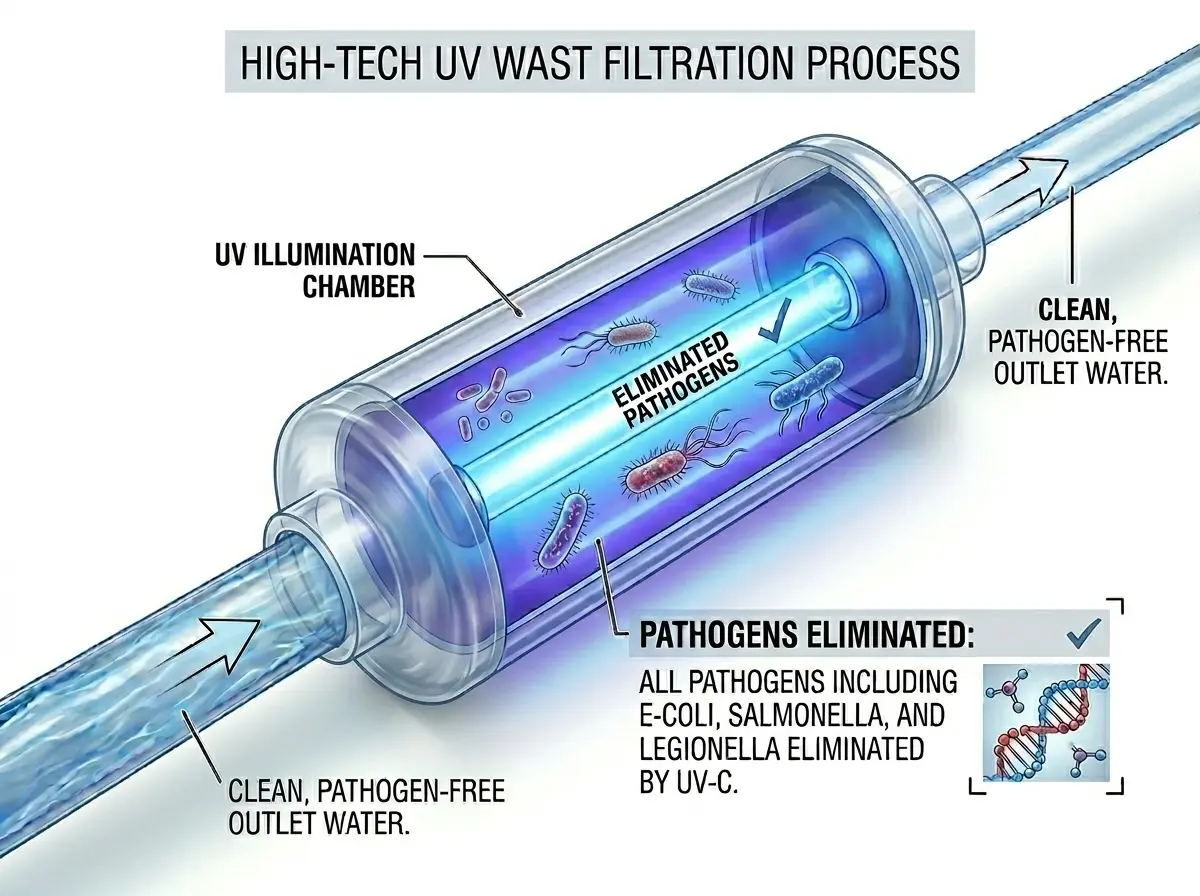 UV water disinfection system eliminating bacteria and microorganisms
